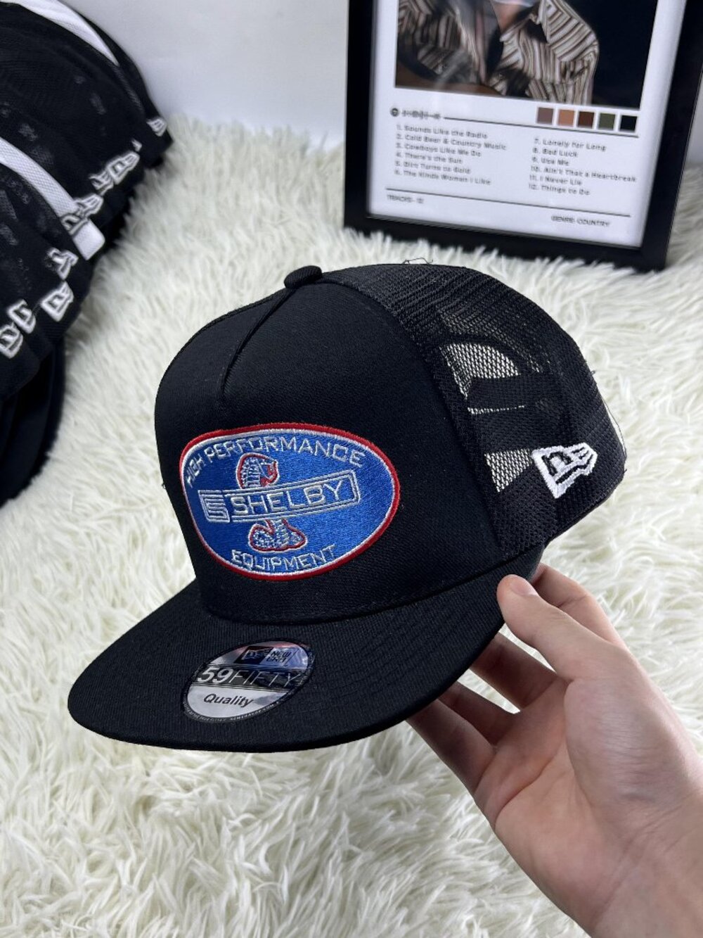 Shelby Performance Equipment Embroidered Snapback Hat Black Trucker Cap Racing C